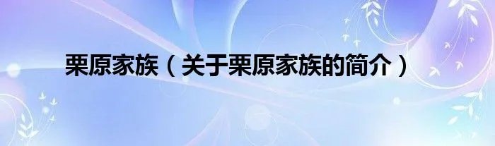 栗原家族（关于栗原家族的简介）