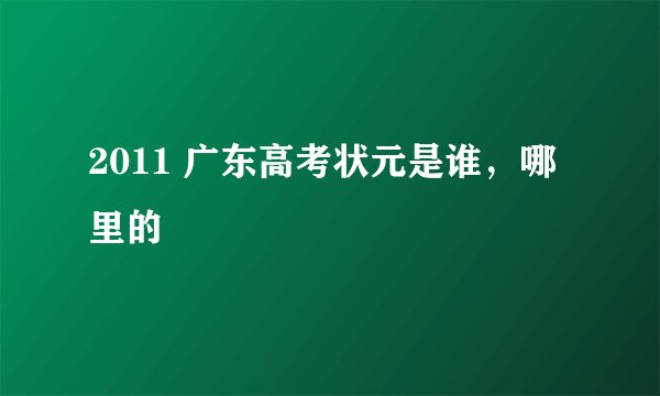 2011 广东高考状元是谁，哪里的