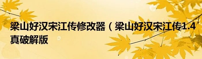 梁山好汉宋江传修改器（梁山好汉宋江传1.4真破解版