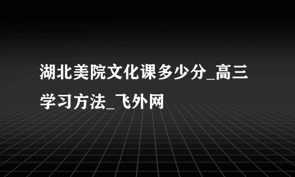 湖北美院文化课多少分_高三学习方法_飞外网