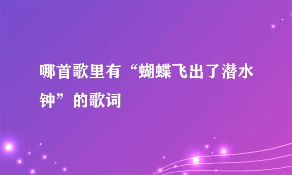 哪首歌里有“蝴蝶飞出了潜水钟”的歌词