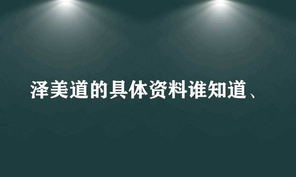 泽美道的具体资料谁知道、