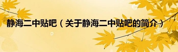 静海二中贴吧（关于静海二中贴吧的简介）