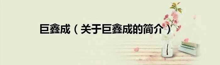 巨鑫成（关于巨鑫成的简介）