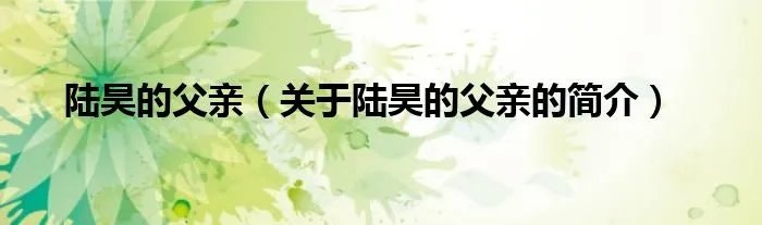 陆昊的父亲（关于陆昊的父亲的简介）