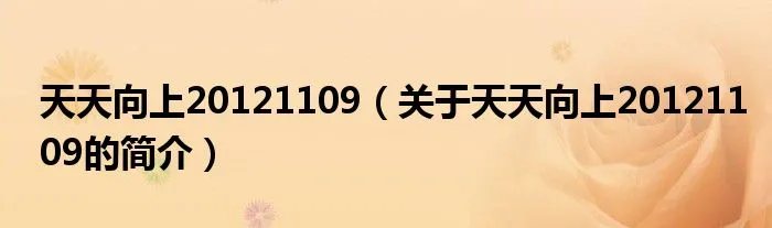 天天向上20121109（关于天天向上20121109的简介）