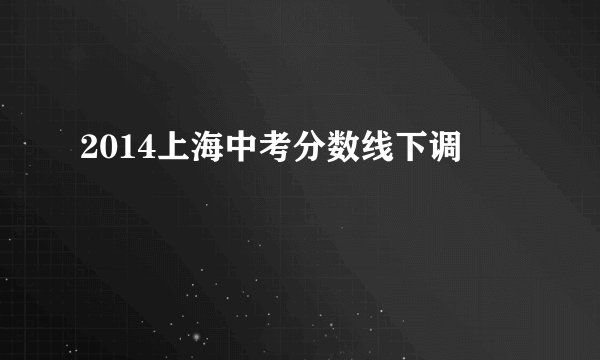 2014上海中考分数线下调