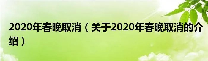 2020年春晚取消（关于2020年春晚取消的介绍）