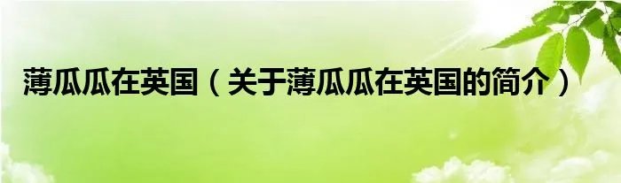 薄瓜瓜在英国（关于薄瓜瓜在英国的简介）