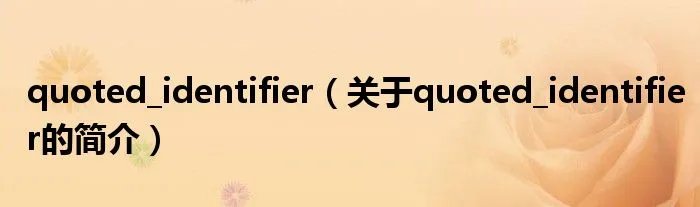 quoted_identifier（关于quoted_identifier的简介）