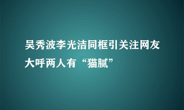 吴秀波李光洁同框引关注网友大呼两人有“猫腻”