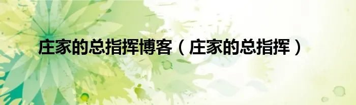 庄家的总指挥博客（庄家的总指挥）