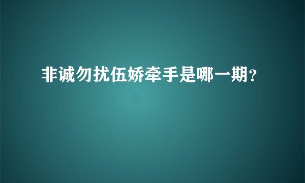 非诚勿扰伍娇牵手是哪一期？