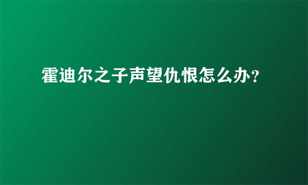 霍迪尔之子声望仇恨怎么办？