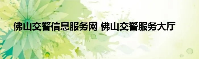 佛山交警信息服务网 佛山交警服务大厅
