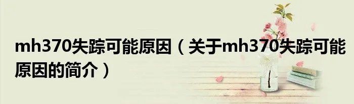 mh370失踪可能原因（关于mh370失踪可能原因的简介）