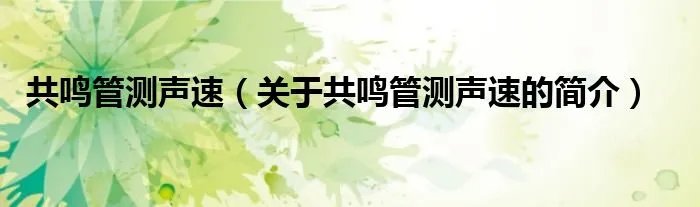 共鸣管测声速（关于共鸣管测声速的简介）