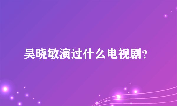 吴晓敏演过什么电视剧？