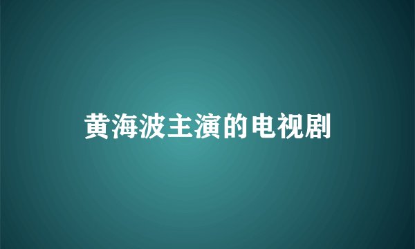 黄海波主演的电视剧