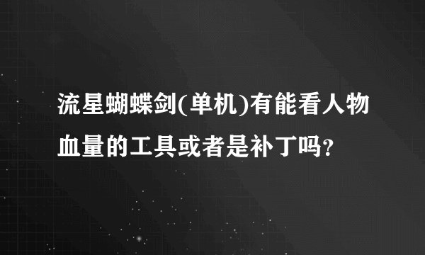 流星蝴蝶剑(单机)有能看人物血量的工具或者是补丁吗？