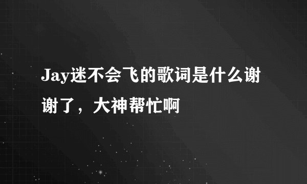 Jay迷不会飞的歌词是什么谢谢了，大神帮忙啊