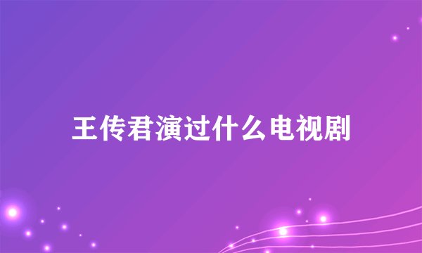 王传君演过什么电视剧