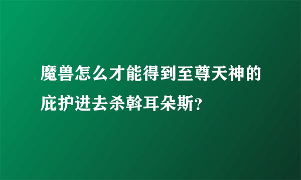 魔兽怎么才能得到至尊天神的庇护进去杀斡耳朵斯？