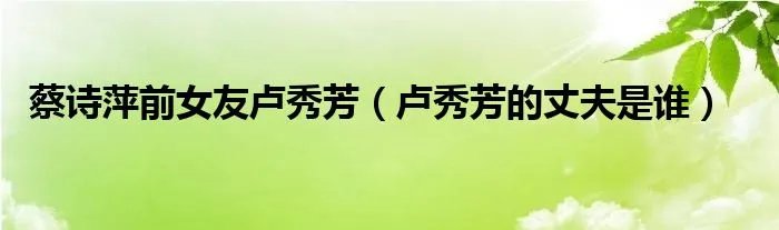 蔡诗萍前女友卢秀芳（卢秀芳的丈夫是谁）