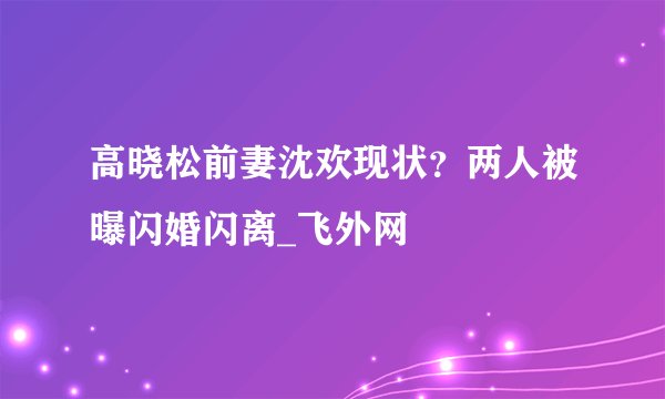 高晓松前妻沈欢现状？两人被曝闪婚闪离_飞外网