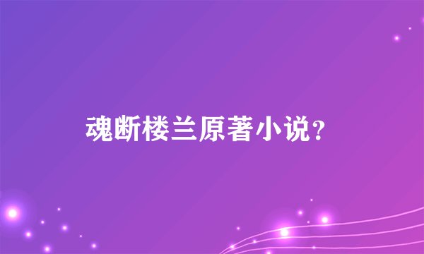 魂断楼兰原著小说？