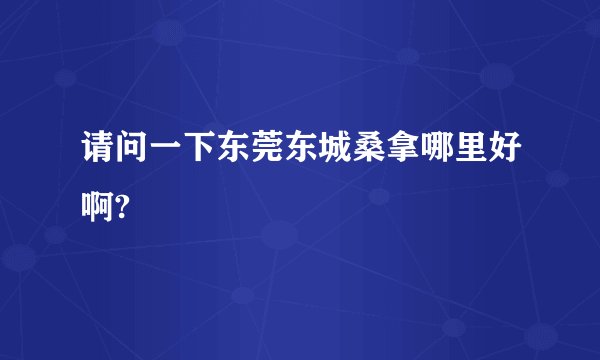 请问一下东莞东城桑拿哪里好啊?