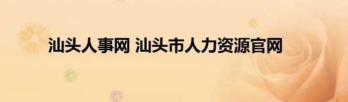 汕头人事网 汕头市人力资源官网