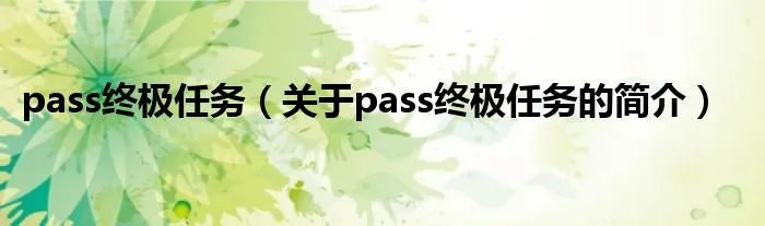 pass终极任务（关于pass终极任务的简介）