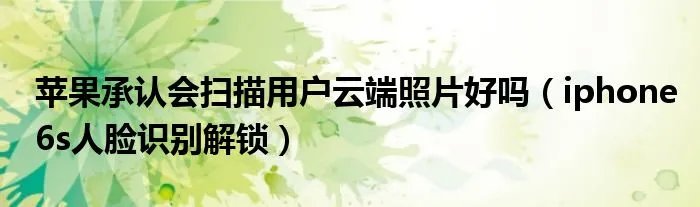 苹果承认会扫描用户云端照片好吗（iphone6s人脸识别解锁）