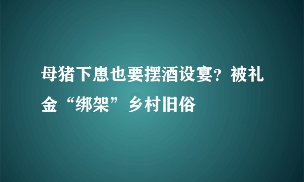 母猪下崽也要摆酒设宴?被礼金“绑架”乡村旧俗