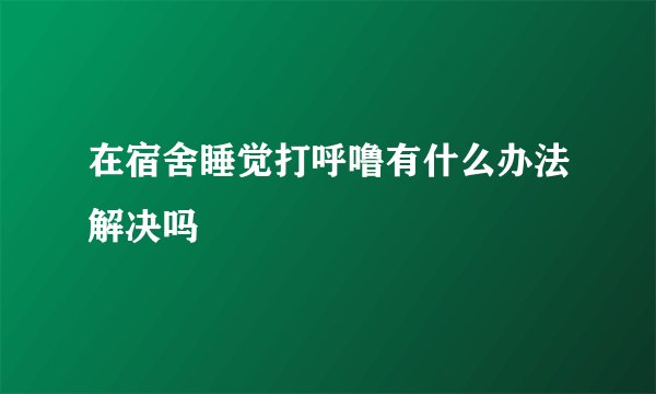 在宿舍睡觉打呼噜有什么办法解决吗