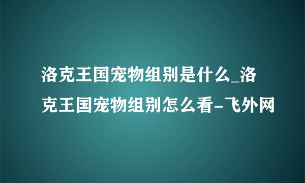 洛克王国宠物组别是什么_洛克王国宠物组别怎么看-飞外网