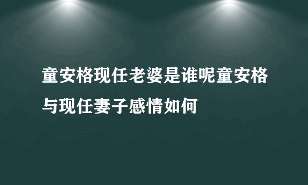 童安格现任老婆是谁呢童安格与现任妻子感情如何