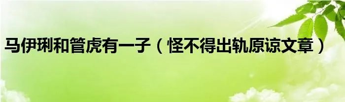 马伊琍和管虎有一子（怪不得出轨原谅文章）