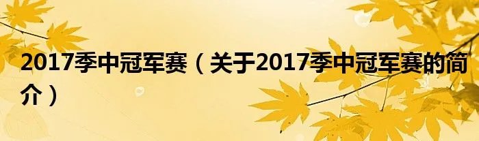 2017季中冠军赛（关于2017季中冠军赛的简介）