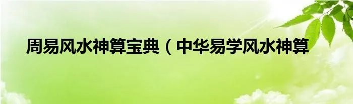 周易风水神算宝典（中华易学风水神算