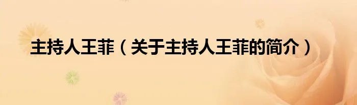 主持人王菲（关于主持人王菲的简介）