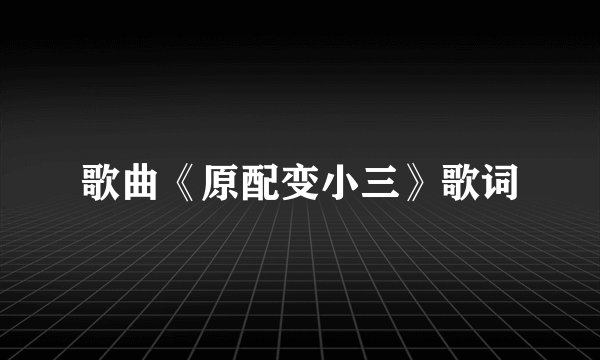 歌曲《原配变小三》歌词