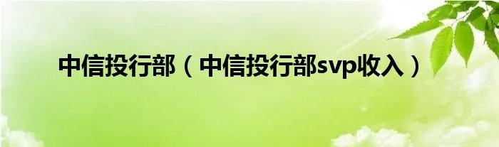 中信投行部（中信投行部svp收入）