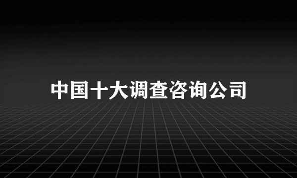 中国十大调查咨询公司