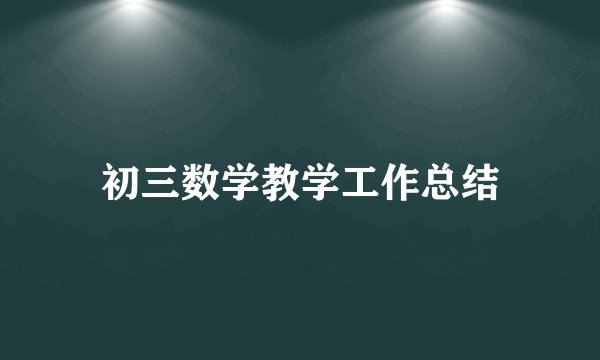 初三数学教学工作总结