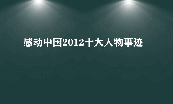 感动中国2012十大人物事迹