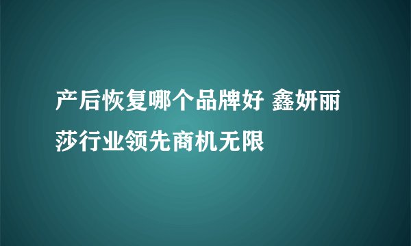 产后恢复哪个品牌好 鑫妍丽莎行业领先商机无限