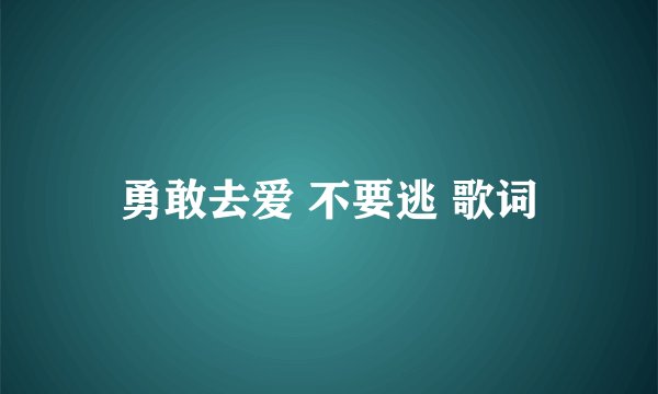 勇敢去爱 不要逃 歌词