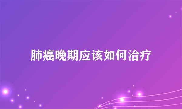 肺癌晚期应该如何治疗